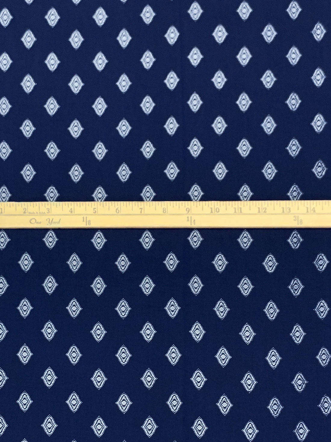 Navy Blue/White 100% Rayon Medallion Print Challis 51W