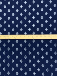 Navy Blue/White 100% Rayon Medallion Print Challis 51W