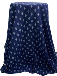 Navy Blue/White 100% Rayon Medallion Print Challis 51W