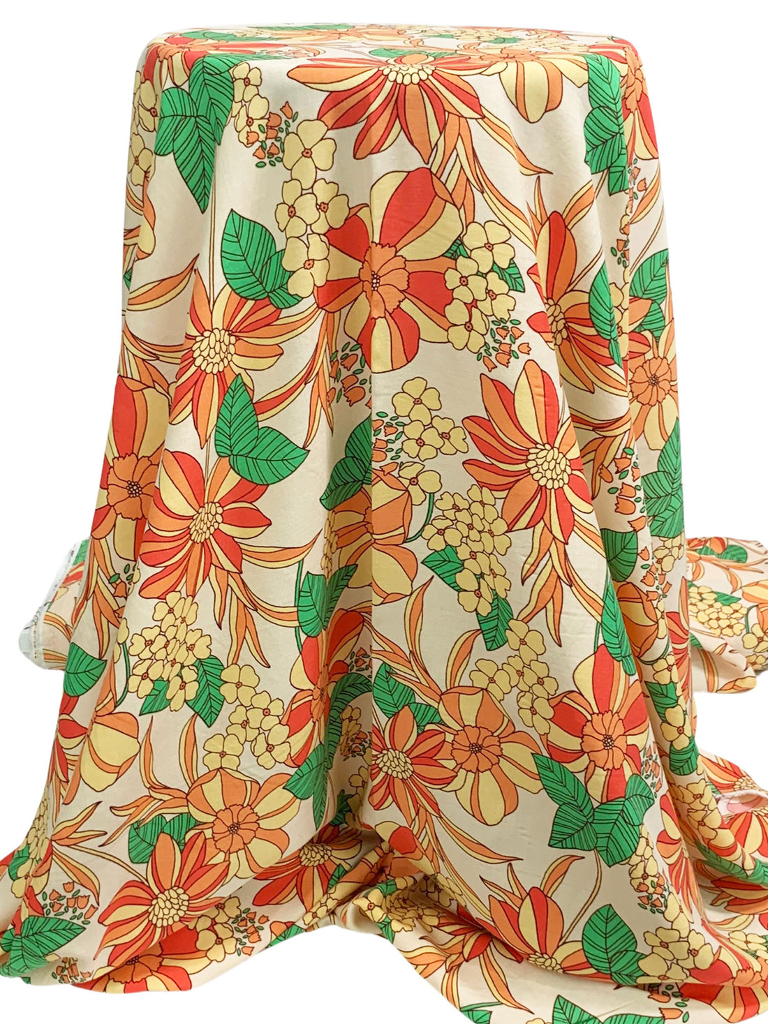 Manila/Atomic Tangerine/Vermilion/Multi 100% Rayon Floral Print Challis 56W