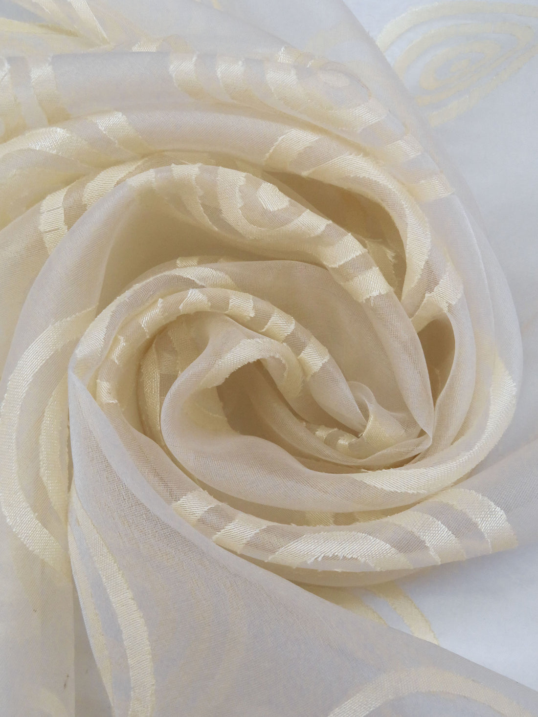 Champagne Gold/Off-White 100% Polyester Circles In Circles Jacquard Organza 53W