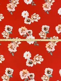 Red Alert/Pale Pink/Multi 100% Polyester Floral Print Crepe Blouse Weight Woven - NY Designer - 57W