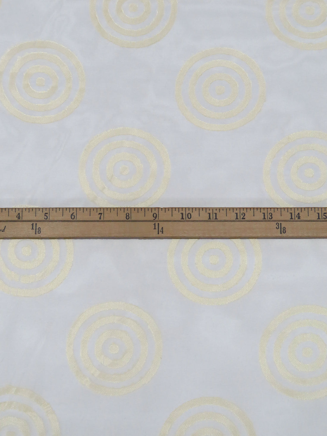 Champagne Gold/Off-White 100% Polyester Circles In Circles Jacquard Organza 53W