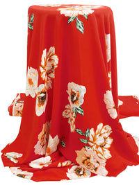 Red Alert/Pale Pink/Multi 100% Polyester Floral Print Crepe Blouse Weight Woven - NY Designer - 57W