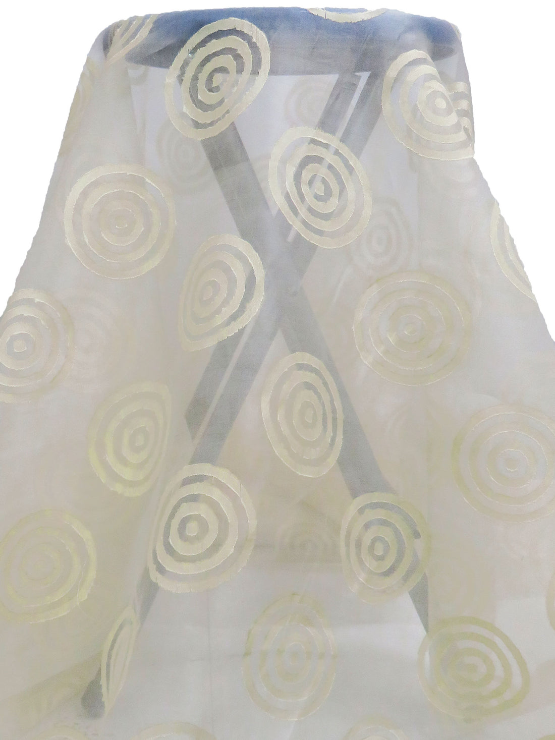 Champagne Gold/Off-White 100% Polyester Circles In Circles Jacquard Organza 53W