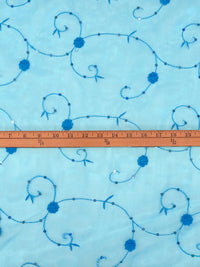 Pacific Blue 100% Nylon Embroidered Floral Vines With Sequins On Organza 57W