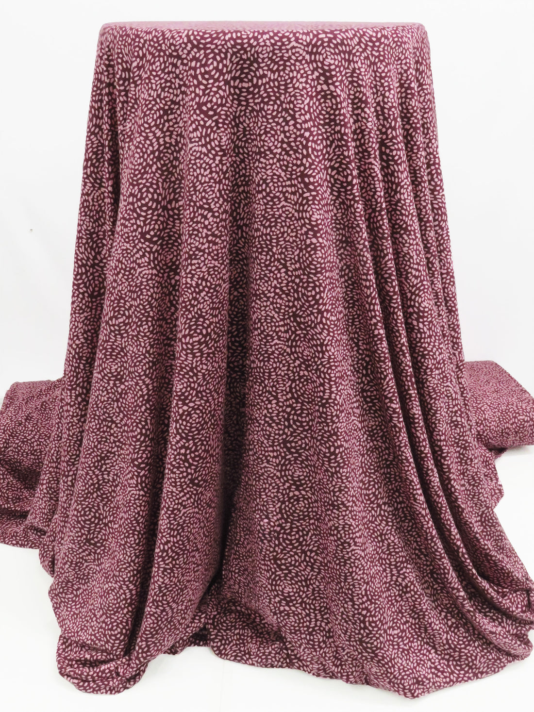 Mulberry/Taffy Pink Rayon/Lycra Speckled Bursts Print Jersey Knit 66W