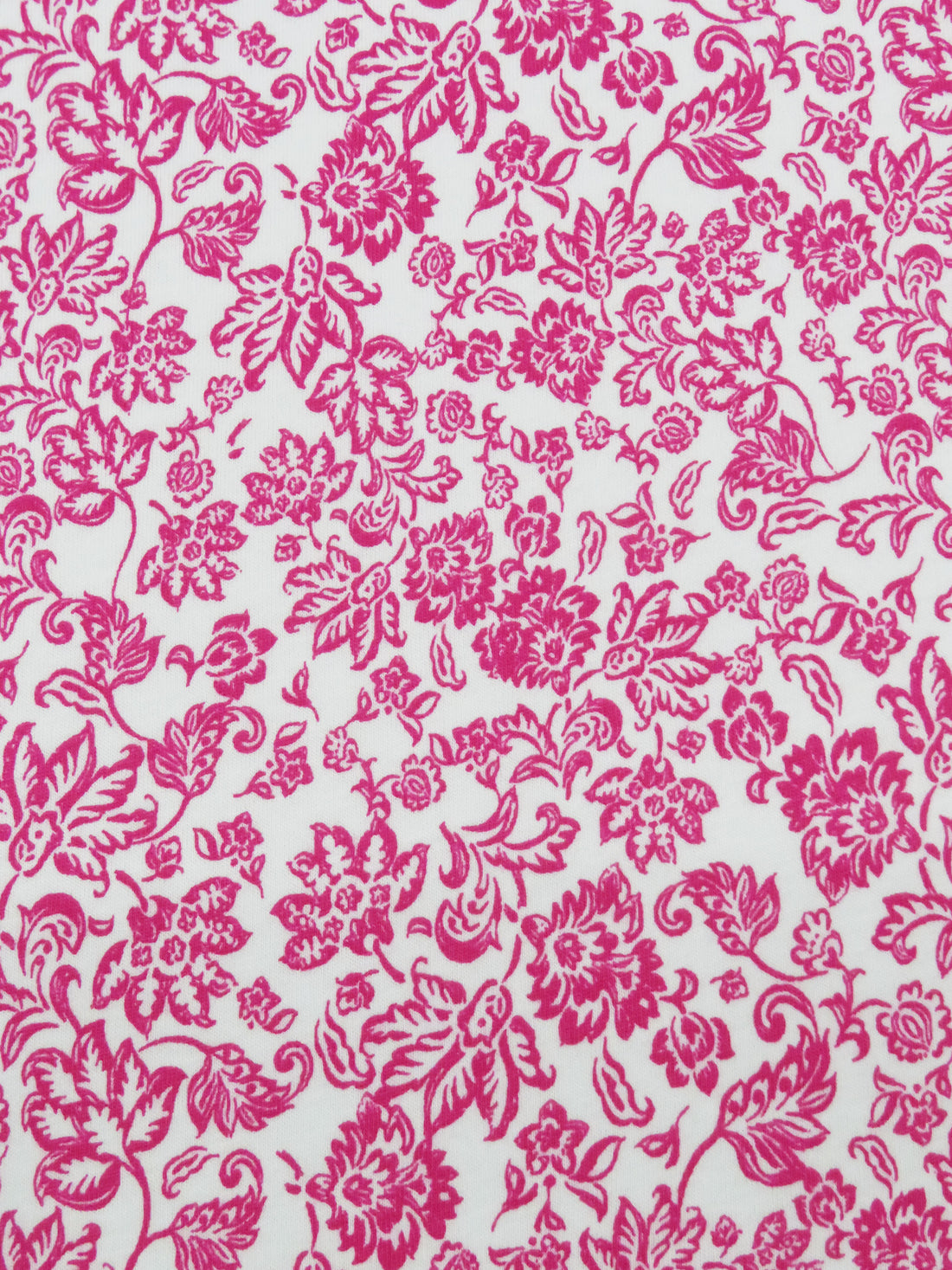 Fruit Punch Pink/White 100% Cotton Ornate Floral Print Jersey Knit 64W