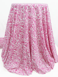 Fruit Punch Pink/White 100% Cotton Ornate Floral Print Jersey Knit 64W