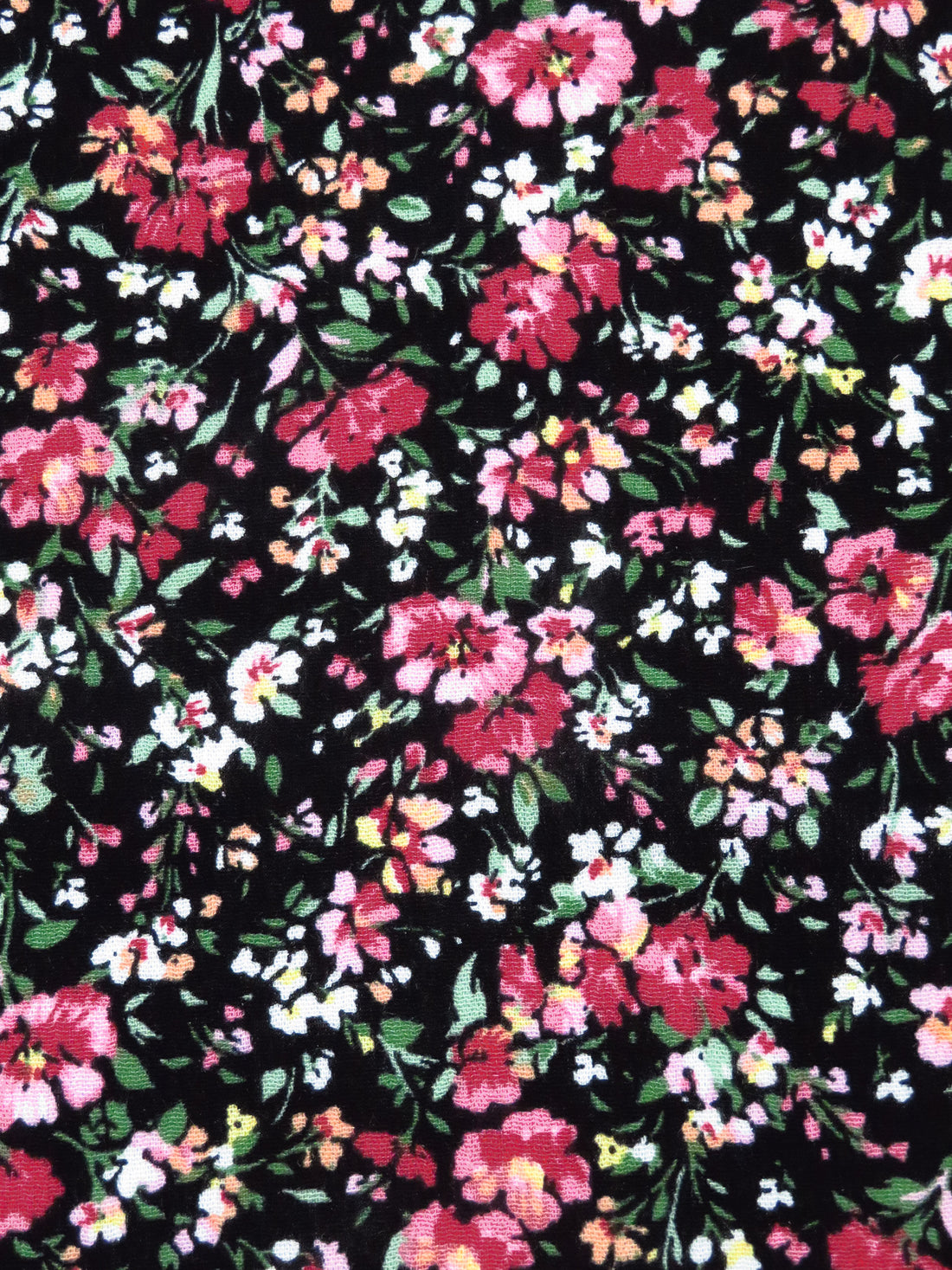 Black/French Raspberry/Fern Green/Multi 100% Rayon Floral Print Crinkle Challis 50W