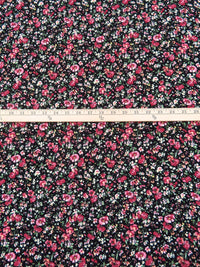 Black/French Raspberry/Fern Green/Multi 100% Rayon Floral Print Crinkle Challis 50W
