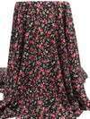 Black/French Raspberry/Fern Green/Multi 100% Rayon Floral Print Crinkle Challis 50W