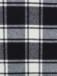 Black/White 100% Wool Plaid Weave Coating 58W