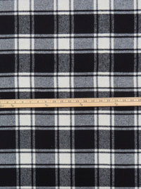 Black/White 100% Wool Plaid Weave Coating 58W