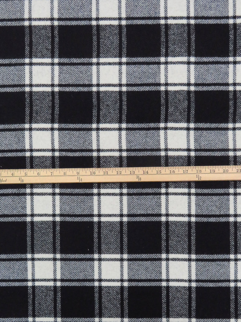 Black/White 100% Wool Plaid Weave Coating 58W