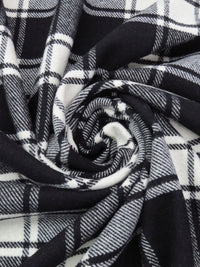 Black/White 100% Wool Plaid Weave Coating 58W