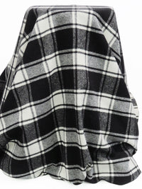 Black/White 100% Wool Plaid Weave Coating 58W