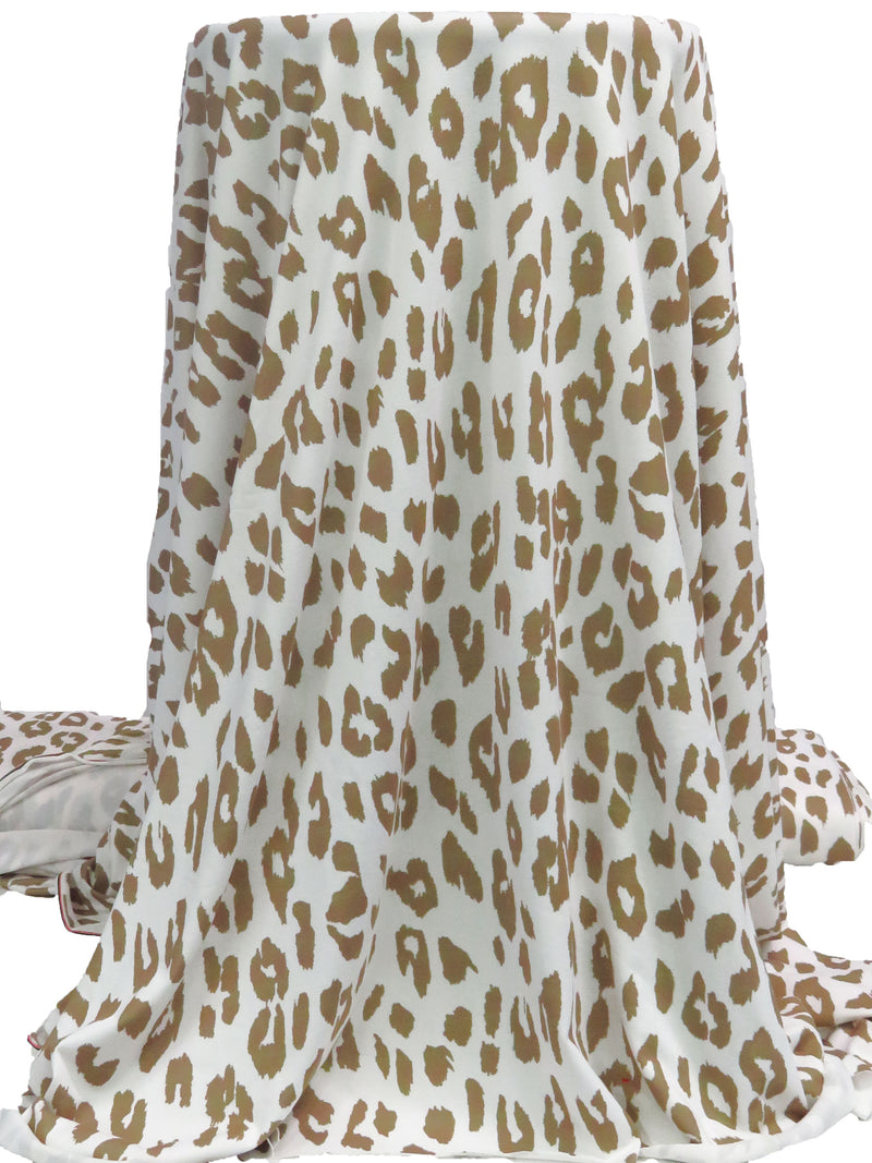 SOLD AS IS ONLY - Dirt Brown/Off-White Polyester/Lycra Animal Print Double Brushed Knit 56W