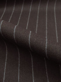 Espresso Bark/Shadow Gray Virgin Wool/Polyester/Viscose Vertical Pinstripe Twill Weave Suiting 56W