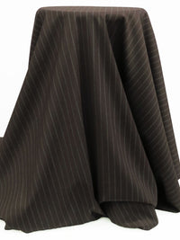 Espresso Bark/Shadow Gray Virgin Wool/Polyester/Viscose Vertical Pinstripe Twill Weave Suiting 56W