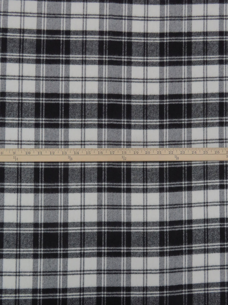 Black/White Acrylic/Wool Plaid Weave Brushed Flannel Suiting 56W