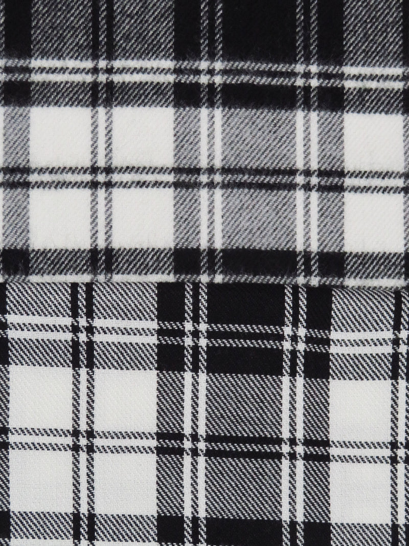 Black/White Acrylic/Wool Plaid Weave Brushed Flannel Suiting 56W