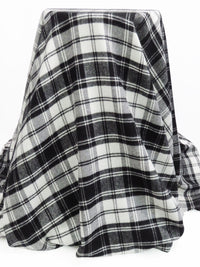 Black/White Acrylic/Wool Plaid Weave Brushed Flannel Suiting 56W