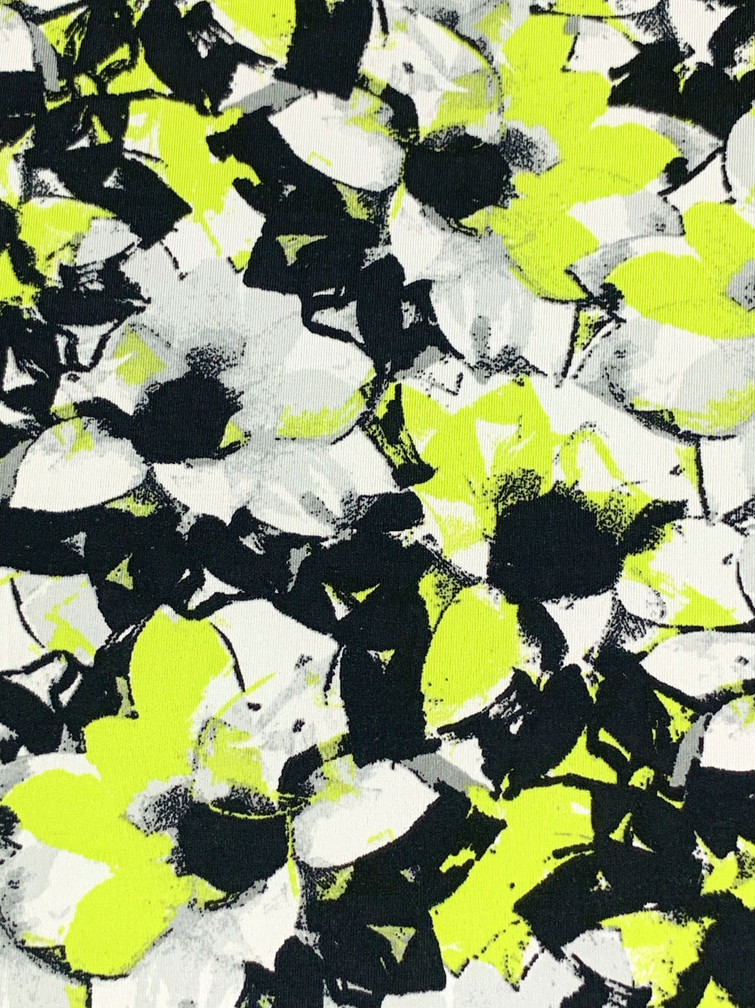 Lemon Lime/Black/White Smoke Polyester/Lycra Abstract Print Activewear Knit 61W