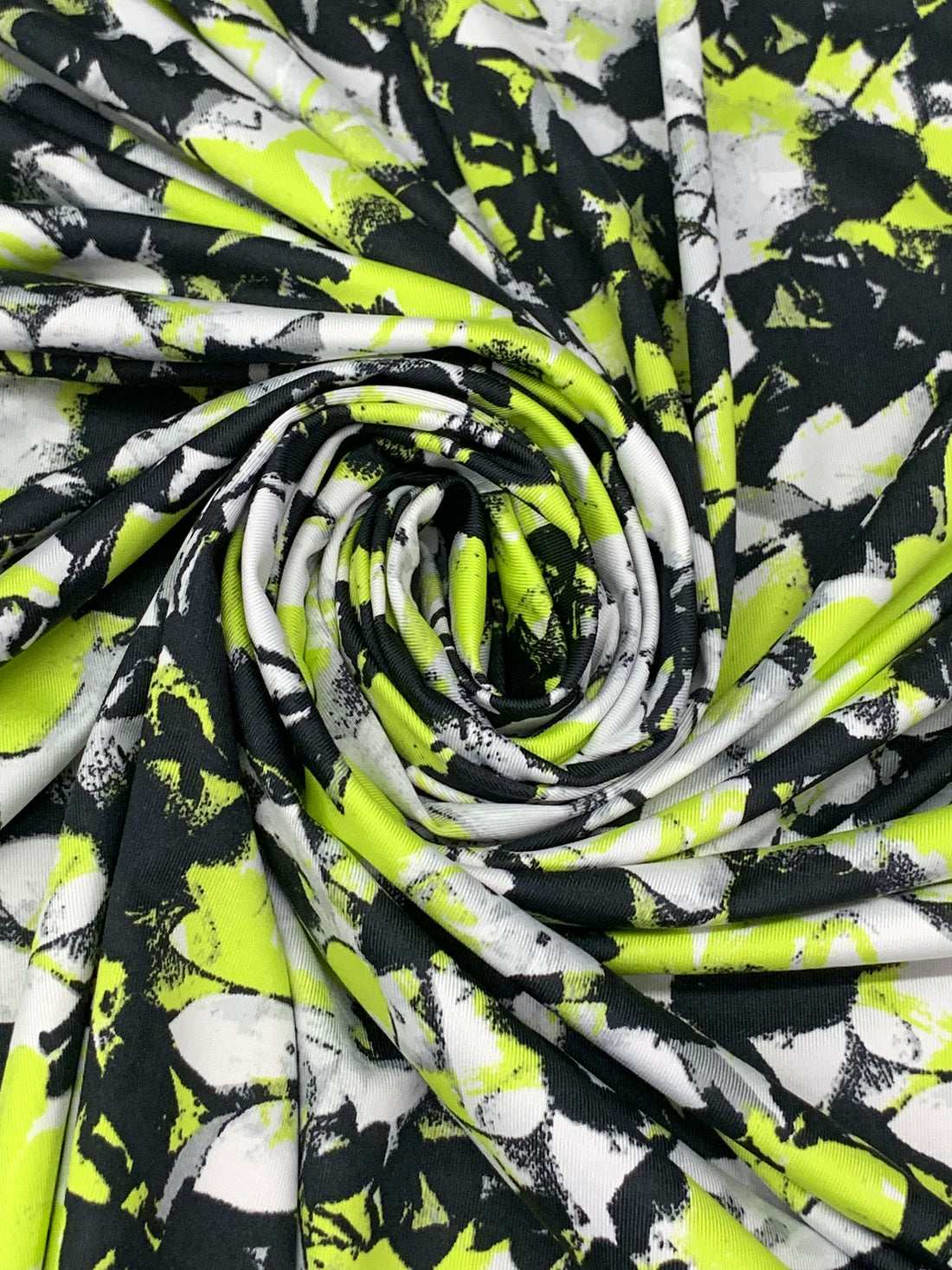 Lemon Lime/Black/White Smoke Polyester/Lycra Abstract Print Activewear Knit 61W