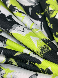 Lemon Lime/Black/White Smoke Polyester/Lycra Abstract Print Activewear Knit 61W