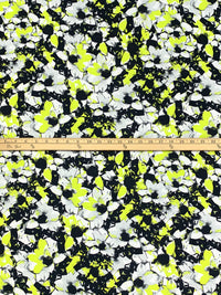 Lemon Lime/Black/White Smoke Polyester/Lycra Abstract Print Activewear Knit 61W