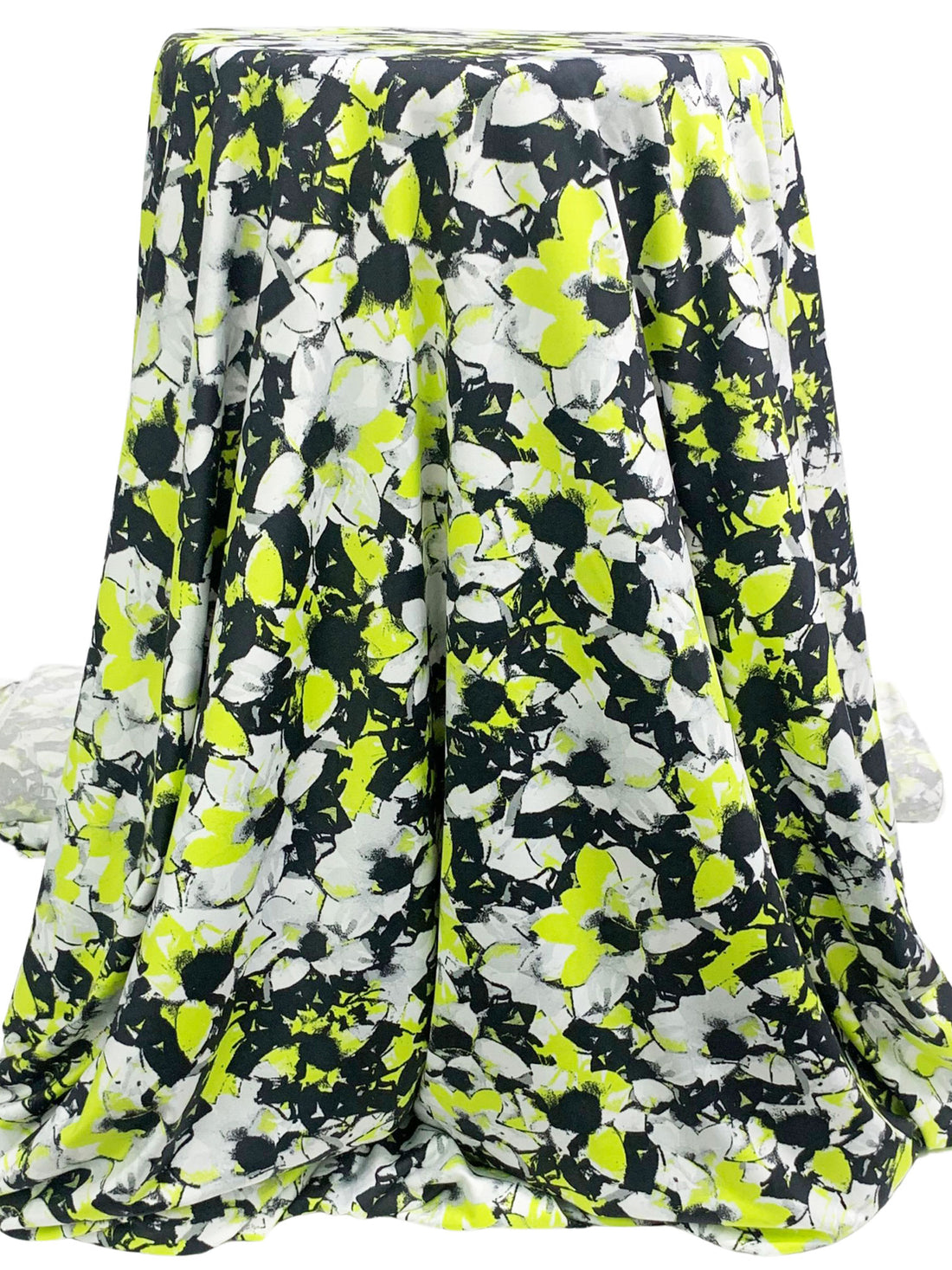 Lemon Lime/Black/White Smoke Polyester/Lycra Abstract Print Activewear Knit 61W