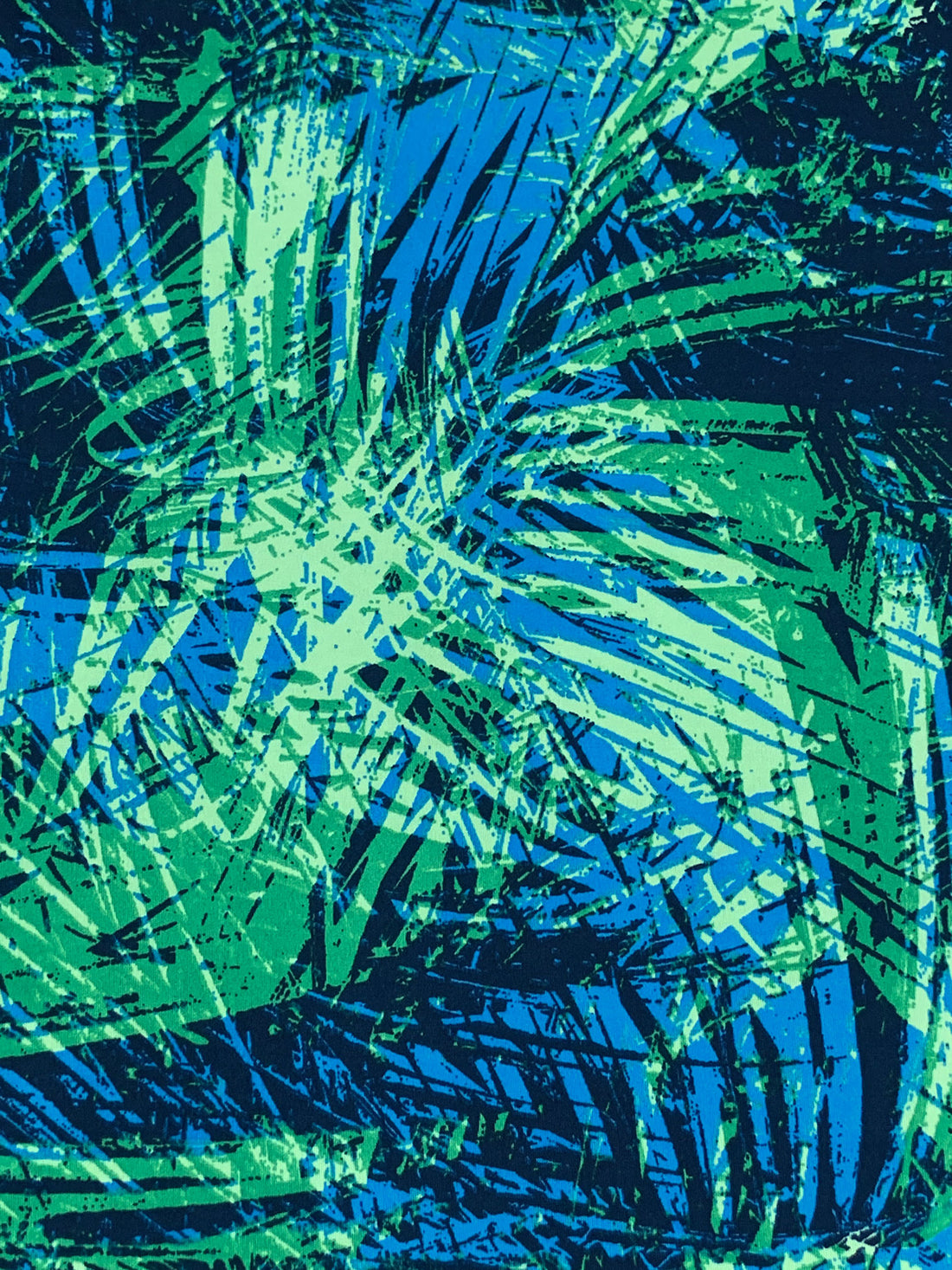 Medium Sea Green/Cyan Azure Blue/Multi Polyester/Lycra Abstract Scuffed Print Activewear Knit 59W