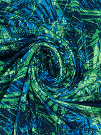 Medium Sea Green/Cyan Azure Blue/Multi Polyester/Lycra Abstract Scuffed Print Activewear Knit 59W