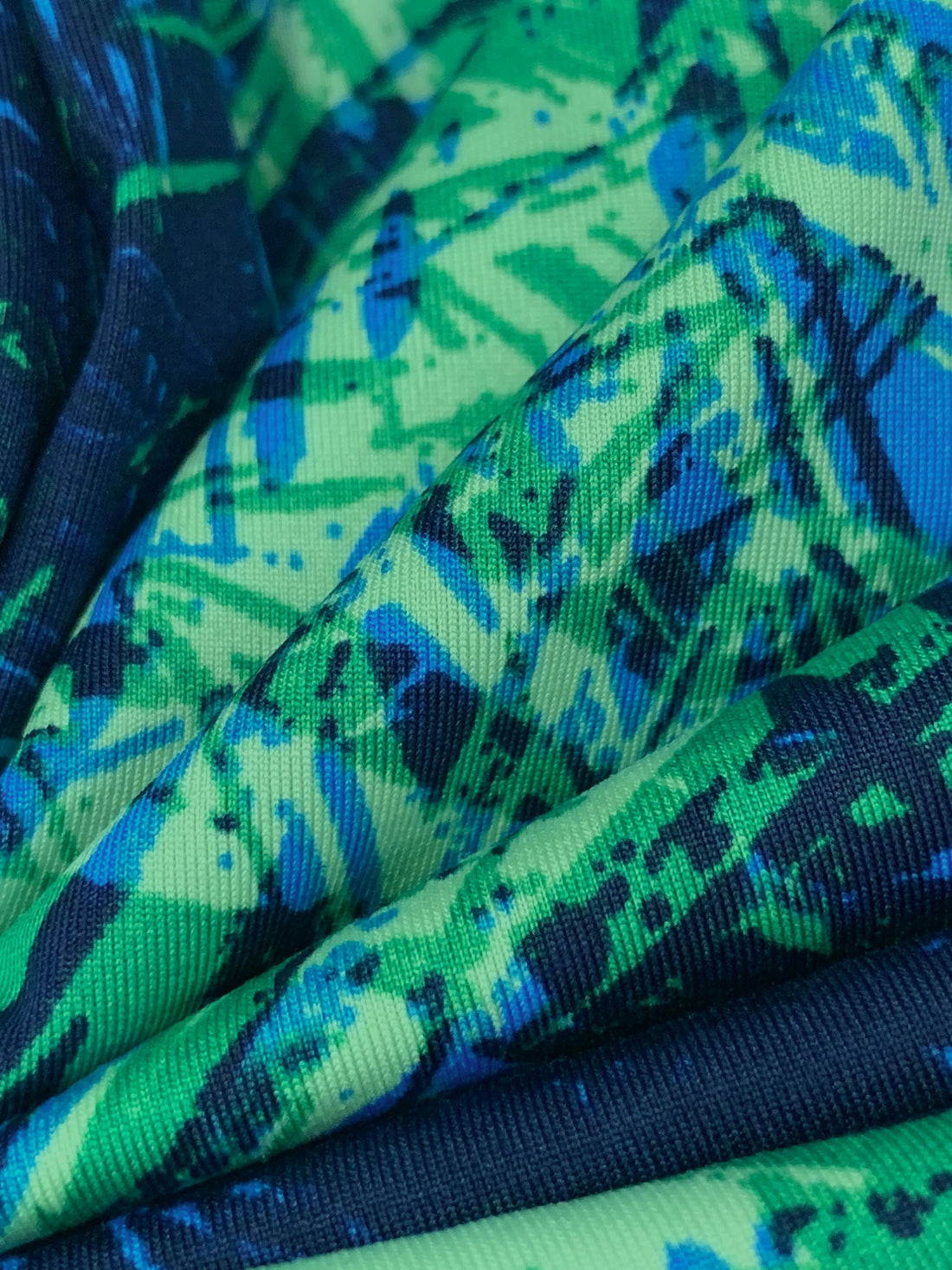 Medium Sea Green/Cyan Azure Blue/Multi Polyester/Lycra Abstract Scuffed Print Activewear Knit 59W