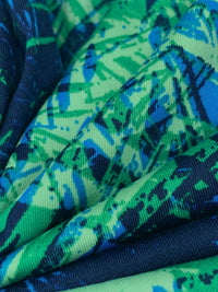 Medium Sea Green/Cyan Azure Blue/Multi Polyester/Lycra Abstract Scuffed Print Activewear Knit 59W