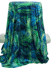 Medium Sea Green/Cyan Azure Blue/Multi Polyester/Lycra Abstract Scuffed Print Activewear Knit 59W