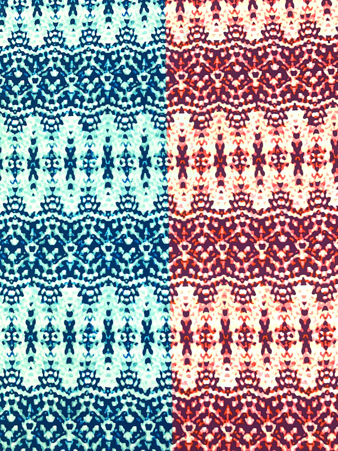 Dark Byzantium/Midnight Blue/Multi Nylon/Lycra Large Stylized Mirrored Print Swim/Activewear Knit 59W