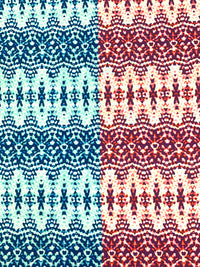 Dark Byzantium/Midnight Blue/Multi Nylon/Lycra Large Stylized Mirrored Print Swim/Activewear Knit 59W