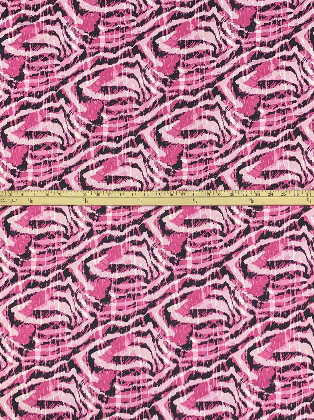 French Pink/Black/Pale Pink Polyester/Lycra Abstract Print Activewear Knit 60W