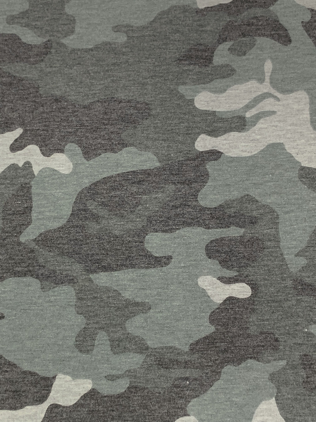 Titanium/Charcoal/Pale Gray Polyester/Rayon/Lycra Heathered Camouflage French Terry Knit 60W