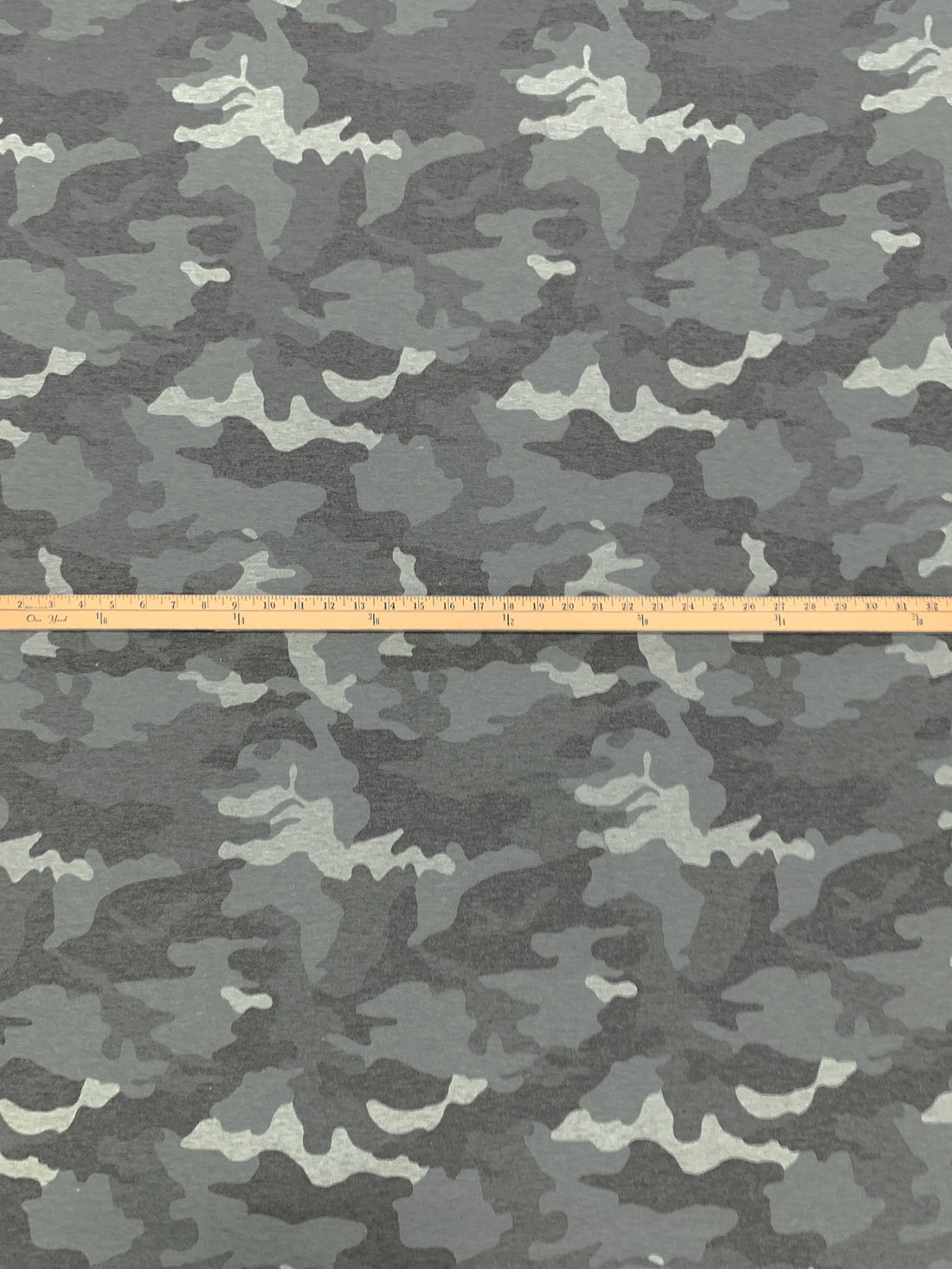 Titanium/Charcoal/Pale Gray Polyester/Rayon/Lycra Heathered Camouflage French Terry Knit 60W