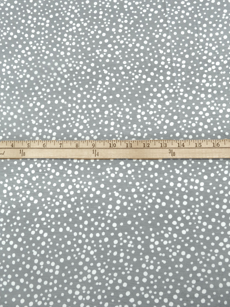 Dolphin Gray/White Rayon/Lycra Scattered Dots Print Jersey Knit 64W