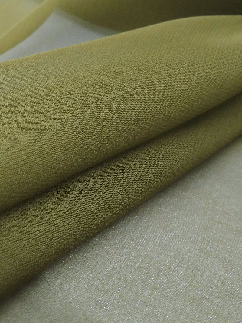 Avocado Green 100% Silk Chiffon 42W