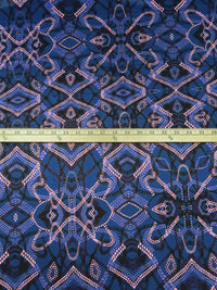 Dark Navy/Black/Medium Purple/Multi Polyester/Lycra Abstract Mosaic Print Activewear Knit 59W