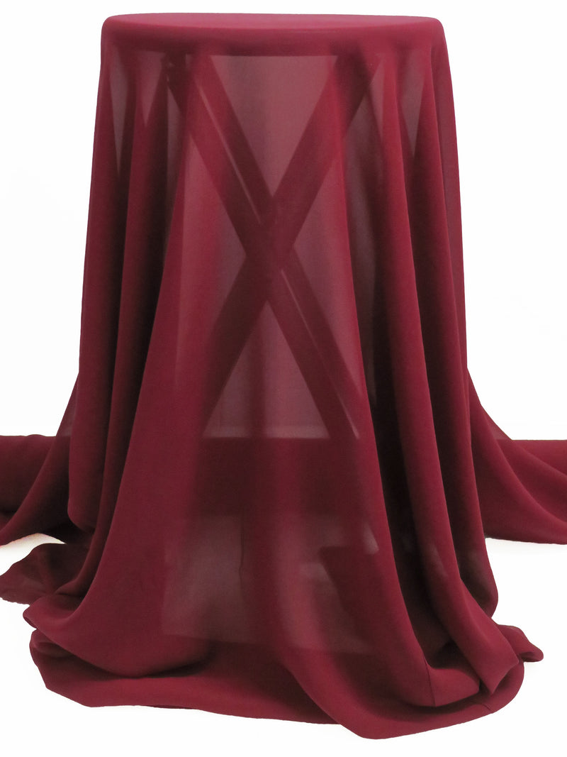 Cranberry 100% Silk Crepe Chiffon 41W