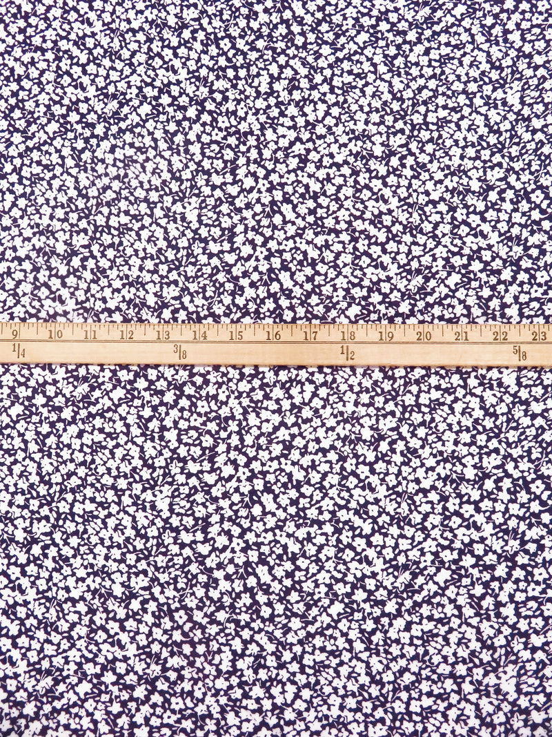 Dark Purple/White Rayon/Lycra Ditsy Floral Print Jersey Knit 66W
