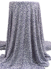Dark Purple/White Rayon/Lycra Ditsy Floral Print Jersey Knit 66W