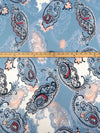 Moonstone Blue/White/Apricot/Multi Rayon/Lycra Large Paisley Print Jersey Knit 66W