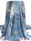 Moonstone Blue/White/Apricot/Multi Rayon/Lycra Large Paisley Print Jersey Knit 66W